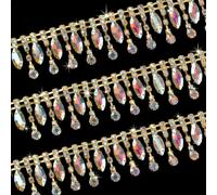 HACRAHO Catena con strass e strass, 90 cm, con frange argentate, per abiti da cucito, fai da te, feste, matrimoni, bouquet per la decorazione di costumi da sposa, abbellimento e accessori di