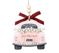 HACRAHO Regali di nozze per coppie 2026, sposa futura Mr e Mrs sposa doccia sposa regalo per sposati sposati in legno primo Natale sposato ornamento 2026 (rosa)