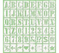 HACRAHO Stencil a forma di lettere, simboli, numeri, 48 pezzi, riutilizzabili, kit di stencil ad incastro, per dipingere su legno, parete, tessuto, lavagna su roccia (7,6 cm)