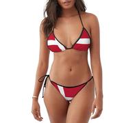 HACXZ Bikini da Donna a Due Pezzi con Bandiera Danese, Set Bikini con Lacci, Costume da Bagno a Triangolo