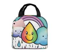 HACXZ Borsa termica riutilizzabile Rainbow Clouds Raindrop 1 - Contenitore per alimenti isolato, perfetto per il lav