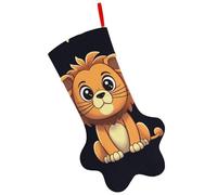 HACXZ Calza di Natale Personalizzata con di Cane e Leone dei Cartoni Animati, Calze di Babbo Natale, Decorazioni Natalizie per Il Camino, Grandi Calze di Natale per Animali Domestici.