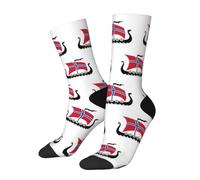 HACXZ Calzini norvegesi con nave da guerra vichinga, calzini in cotone comodi e originali, divertenti e casual, perfetti come regalo.