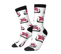 HACXZ Calzini norvegesi con nave da guerra vichinga, calzini in cotone comodi e originali, divertenti e casual, perfetti come regalo.