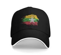 HACXZ Cappellino da Baseball con Leone e Bandiera birmana del Myanmar, Regolabile, Unisex, Casual, Stile papà, con Stampa della Bandiera sul Davanti, in Poliestere Traspirante, Ideale per Sport al