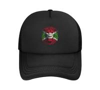 HACXZ Cappello da Baseball Regolabile Nero con Bandiera del Burundi e Leone, Berretto da Baseball Classico da Golf per Uomo e Donna, con Rete Traspirante.