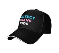 HACXZ Cappello Protect Trans Kids Transgender Pride Month, Classico Berretto da Baseball Regolabile, Cappello da Camionista per Uomo e Donna, Nero