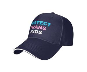 HACXZ Cappello Protect Trans Kids Transgender Pride Month, Classico Berretto da Baseball Regolabile, Cappello da Camionista per Uomo e Donna, Nero