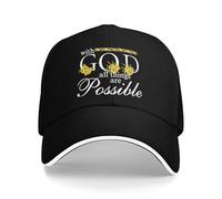 HACXZ con Dio Tutto è Possibile. Cappellino da Baseball Cristiano con Scritta Credential Faith.