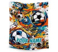 HACXZ Coperta da calcio personalizzata, morbida e accogliente, ideale come regalo per ragazzi, coperta in flanella colorata e alla moda per divano, 40x50 pollici.