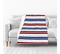 HACXZ Coperta in flanella a righe rosse, blu, bianche e grigie stampata, 102x127 cm | Ideale come coperta spessa o plaid per il letto | Perfetta per letto, soggiorno, divano, poltrona