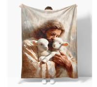 HACXZ Coperte con Gesù per regali cristiani Dio e bambini Dipinti ad olio Arte Coperta Cristiana Spirituale Religiosa Morbida Calda Leggera per Bambini Donne Uomini 50"x60"