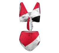 HACXZ Costume da Bagno Bikini a Vita Alta da Donna con Bandiera di Saint Lucia, con Nodo Frontale e Effetto Contenitivo, Taglia XXL (XX_l)