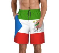 HACXZ Costume da Bagno da Uomo della Guinea Equatoriale, Modello Classico con Bandiera della Guinea Equatoriale, con Fodera in Rete, Ideale per L'Estate, la Spiaggia e Le Vacanze al Mare.