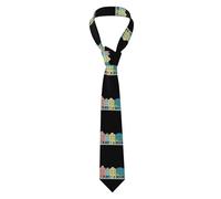 HACXZ Cravatta da uomo con stampa di edifici cittadini colorati - 100% poliestere, morbida e resistente, di facile manutenzione, perfetta per matrimoni, feste e regali.