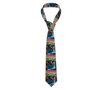 HACXZ Cravatta da uomo con stampe di camaleonti e cascate arcobaleno - Elegante e resistente, in fibra di poliestere, ideale per il lavoro, la vita di tutti i giorni e le occasioni speciali.