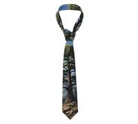 HACXZ Cravatta da uomo Deer Mountain Pine Tree Wilderness Prints - Elegante e resistente, in fibra di poliestere, ideale per il lavoro, la vita di tutti i giorni e le occasioni speciali.