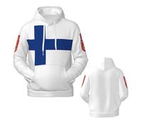HACXZ Felpa con Cappuccio e Stampa Grafica 3D con Emblema a Finlandia.