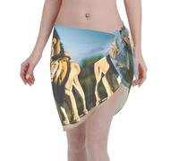 HACXZ Pareo Corto da Donna con Stampa Un Branco di Leoni, in Chiffon Trasparente, con Lacci Extra Lunghi, Ideale per la Spiaggia o Le Vacanze in Crociera.