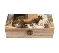 HACXZ Scatola in legno con simpatico animale da fattoria, capretta, con coperchio incernierato, realizzata a mano, ideale come ricordo di nozze, scatola decorativa in legno per conservare oggetti,