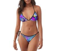 HACXZ Set Bikini da Donna con Stampa 'Aurora boreale, Due Pezzi, Costume da Bagno Sexy con Scollo a V.