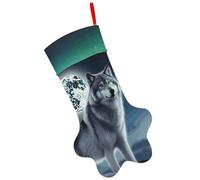 HACXZ sotto la Luna Aurora boreale Intelligenza Artificiale Cervello Calze di Natale per Cani e Gatti Calza di Natale da Appendere all'albero di Natale per Animali Domestici Calze Personalizzate con