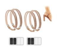 HADAVAKA 2pairs Elastic High Heels Shoe Straps, Detachable Ankle Strap With Double Row Rhinestones, Fixed Shoes To Prevent Shoes From Falling Off, Flash Drilling Elastic Shoelaces (Rose Gold)