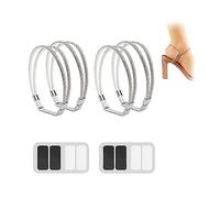 HADAVAKA 2pairs Elastic High Heels Shoe Straps, Detachable Ankle Strap With Double Row Rhinestones, Fixed Shoes To Prevent Shoes From Falling Off, Flash Drilling Elastic Shoelaces (White)