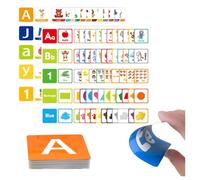 HADAVAKA Alphabet Flash Cards Learn Letter Flash Card, Cognitive Cards, Cartoon English Flash Cards, Learning And Enlightenment Early Education Cards, 60 Double-Sided Card, Colors, Letters Etc (A+B)