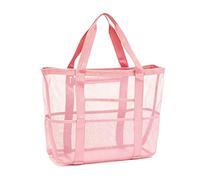 HADAVAKA Borsa Da Spiaggia Pieghevole In Rete, Borsa Da Piscina Resistente Alla Sabbia, Borsa Leggera E Portatile Per Spiaggia, Piscina, Viaggi, Campeggio All'aperto E Spesa Quotidiana (Pink,Large)