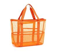 HADAVAKA Borsa Da Spiaggia Pieghevole In Rete, Borsa Da Piscina Resistente Alla Sabbia, Borsa Leggera E Portatile Per Spiaggia, Piscina, Viaggi, Campeggio All'aperto E Spesa Quotidiana (Orange,Large)