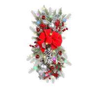 HADAVAKA Christmas Banister Decorations, Christmas Garland for Stairs, Wall Window Hanging Ornaments, Christmas Garland with Lights(Without Battery), for Home Party Stair Decoration (Red)