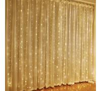 HADAVAKA Curtain Lights Indoor Outdoor, LED Waterfall String Light with Hooks, 8 Modes Remote Control Fairy Light, USB Window Light, for Indoor Outdoor Bedroom Party Gazebo (Warm White,3 * 3M)