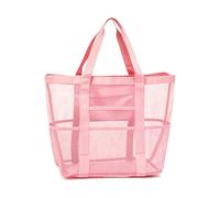 HADAVAKA Foldable Mesh Beach Tote Bag, Sand Resistant Net Swim Bag, Lightweight Portable Handbag For Beach Pool Gym Travel Picnic Outdoor Camping and Daily Grocery Shopping (Pink,Large)
