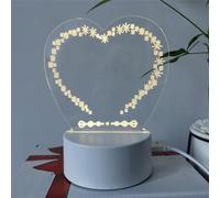 HADAVAKA Lavagna per Appunti Trasparente con Luce Notturna in Acrilico, LED Luminosa per Messaggi con Cancellazione a Secco e 1 Penna (Heart)