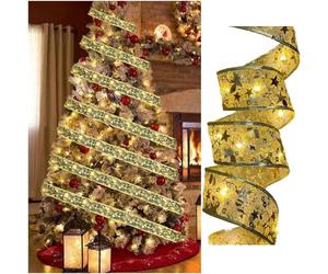 HADAVAKA Luce A Led Del Nastro, Luce Del Nastro Di Natale D'oro, Luce Della Stringa Del Nastro Dell'albero Di Natale, Alimentazione Usb Che Appende Le Luci Del Cavo Di Rame Del Led (5M)