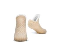 HADAVAKA Men & Women Fluffy Slipper Socks, Warm Thick-Lined Non-Slip Knitted Winter Footwear, Cozy Soft Indoor Home Floor Socks, Anti-Skid For Bedroom Living Room Daily Use (Apricot,28CM)