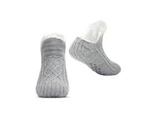 HADAVAKA Men & Women Fluffy Slipper Socks, Warm Thick-Lined Non-Slip Knitted Winter Footwear, Cozy Soft Indoor Home Floor Socks, Anti-Skid For Bedroom Living Room Daily Use (Grey,24CM)