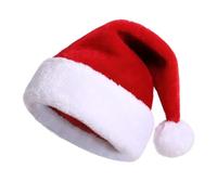 HADAVAKA Plush Xmas Santa Claus Hat, Unisex Father Christmas Hat, Santa Claus Fancy Dress Accessory, For Christmas, Family Gatherings, Office Parties, and Festive Events (Adult)