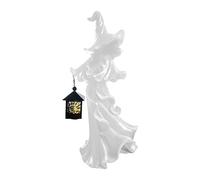 HADAVAKA Statua della Strega messaggera con Lanterna Ornamentale, Decorazioni in Resina per la Strega di Halloween, Statua della Lanterna di Halloween, Statue di Streghe Vintage in Resina (White)
