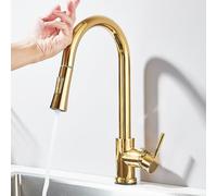 HADECOLL Rubinetto da Cucina con sensore Touch - Miscelatore Estraibile a 360° con Controllo sensibile per Un Facile utilizzo e Uno Stile Moderno, Oro Lucido