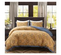HADECOLL Set Copripiumino Matrimoniale in Stile Country Vintage, Biancheria da Letto in Cotone e Lino Lavato, 3 Pezzi, Set Copripiumino Floreale, Set per Letto King Size, 3 Pezzi, Singolo