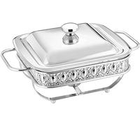 HADECOLL Set scaldavivande da 2 litri, scaldavivande e scaldavivande con coperchi, scaldavivande per feste all'aperto, buffet, argento