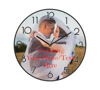 hadefa Orologio personalizzato con immagine, orologi personalizzati per pareti, orologio da parete personalizzabile con foto decorazione rotonda silenziosa per cucina bagno 8/10/12/14/16 pollici