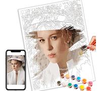 hadefa Pittura Personalizzata da Numbers, Kit Dipingi con i Numeri Personalizzato Kit di Pittura per Animali Domestici e Ritratti, Realizza la Tua Foto con Disegno Pittura (16x28 inch/40x70cm)