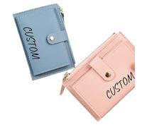 hadefa Porta carte da donna in pelle personalizzato, con testo personalizzato, porta carte portatile da donna, regalo di compleanno per fidanzata, madre, moglie, regalo per la festa della mamma,