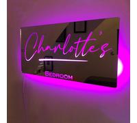 hadefa Specchio con nome luminoso a LED personalizzato, specchio con nome di famiglia personalizzato con logo con 12 colori luminosi per parete camera da letto soggiorno decorazione regalo