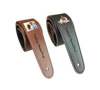 hadefa Tracolla per chitarra in pelle personalizzata, con testo personalizzato/logo inciso, cinghie regolabili per donne, uomini, mogli, amici, mariti, Nero , routine