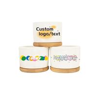 hadefa Vaso da fiori in ceramica personalizzato per piante grasse, vaso da fiori succulento personalizzato con logo/testo con base in legno, interno/esterno