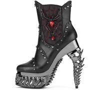 Hades Alchemy Gothic Black Widow Stivaletti NIB Tacco Drago 6-12" Chrome 5"